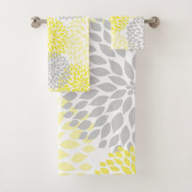 Decoración floral gris amarilla moderna del baño