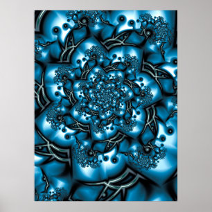 Decoración floral plateada y azul