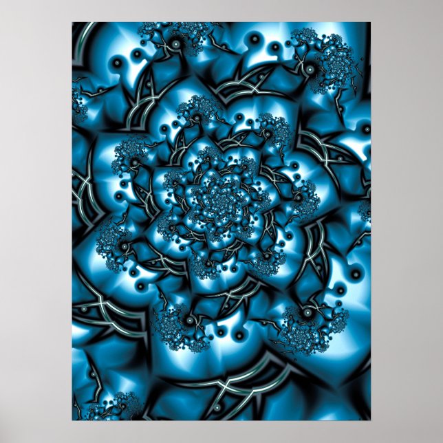 Decoración floral plateada y azul (Frente)