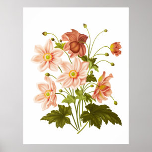 Decoración floral vintada, poster