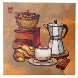 decoración fresca de café con azulejos de cerámica