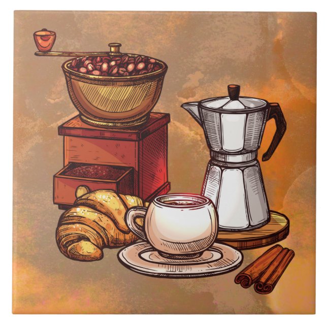 decoración fresca de café con azulejos de cerámica (Frente)