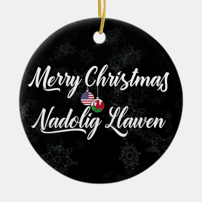 Decoración galesa de vacaciones bilingües en Estad (Frente)