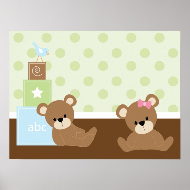 Decoración Infantil de Osos Pardos para Pared (Frente)