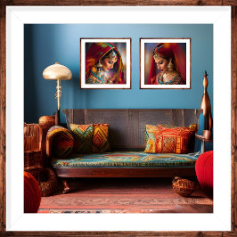 Decoración marroquí habitación rojo naranja de oro