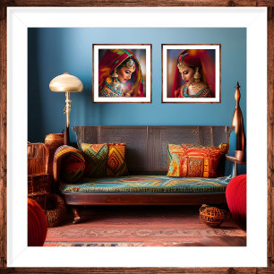 Decoración marroquí habitación rojo naranja de oro