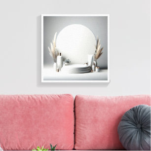 Decoración minimalista de podio floral gris de pla