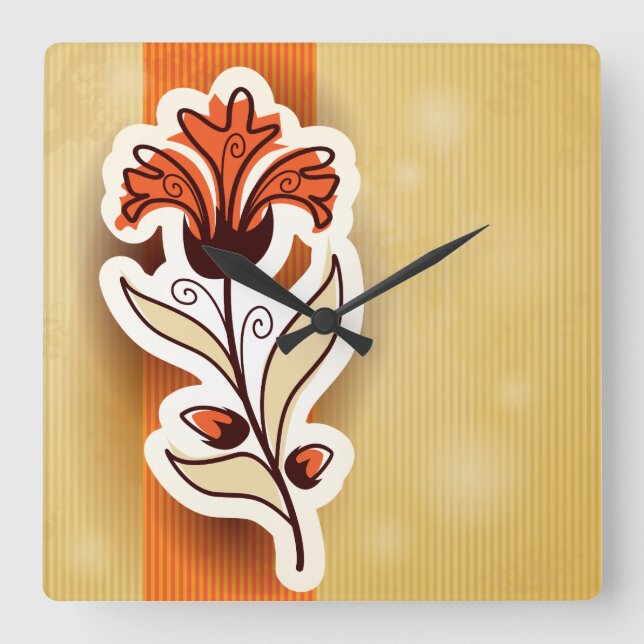 Decoración moderna con flores y reloj de pared (Anverso)