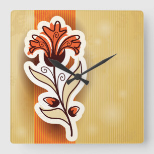 Decoración moderna con flores y reloj de pared