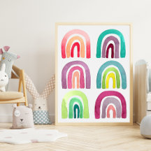 Decoración moderna de sala de niños con arcoíris
