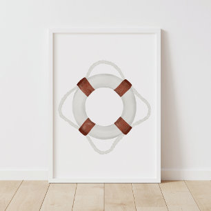 Decoración náutica de salvavidas al acuarela