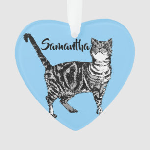 Decoración navideña del gato pastel azul merry