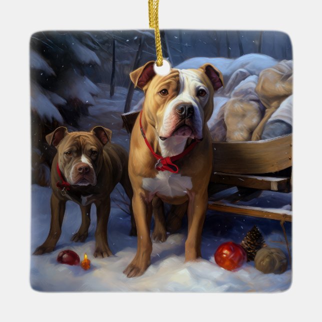 Decoración Navideña Trineo Nevado de Pitbull (Anverso)