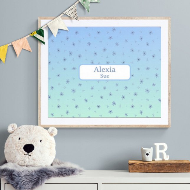 Decoración para habitación de niño con nombre pers (Customize name! Shown with white mat and wood frame. (you will receive print only) Thank you!)