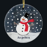Decoración personalizada de árbol de Navidad de Sn<br><div class="desc">Esta escena de nieve de los Navidades está impresa de un collage diseñado por Helen McCartney Designs.</div>