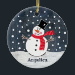 Decoración personalizada de árbol de Navidad de Sn<br><div class="desc">Esta escena de nieve de los Navidades está impresa de un collage diseñado por Helen McCartney Designs.</div>