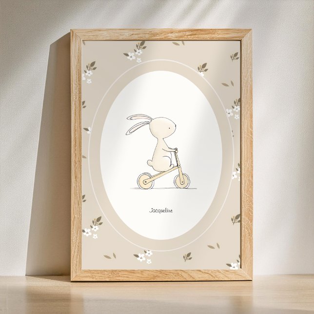 Decoración personalizada de conejito lindo para gu (Custom Name Print - Cute Bunny Nursery Poster)