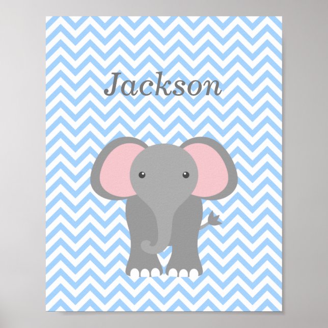 Decoración personalizada de guardería con elefante (Frente)