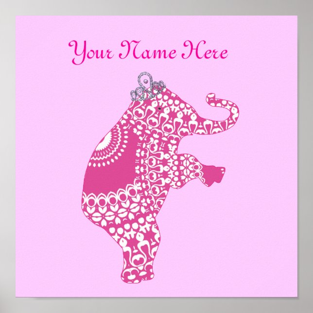 Decoración personalizada de nursery de elefante ro (Frente)