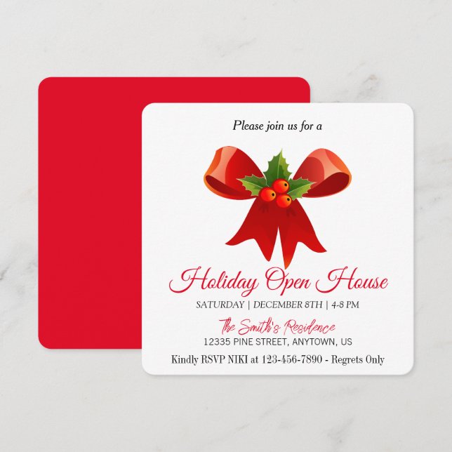 Decoración roja para la tarjeta navideña de árbol  (Anverso / Reverso)