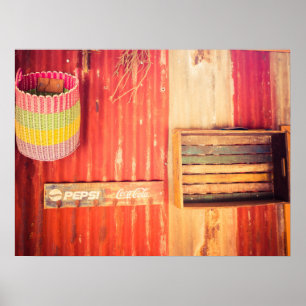 Decoración rústica de paredes de época con Poster 