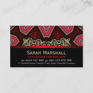 Decoración tribal rojo+negro con tarjeta de visita