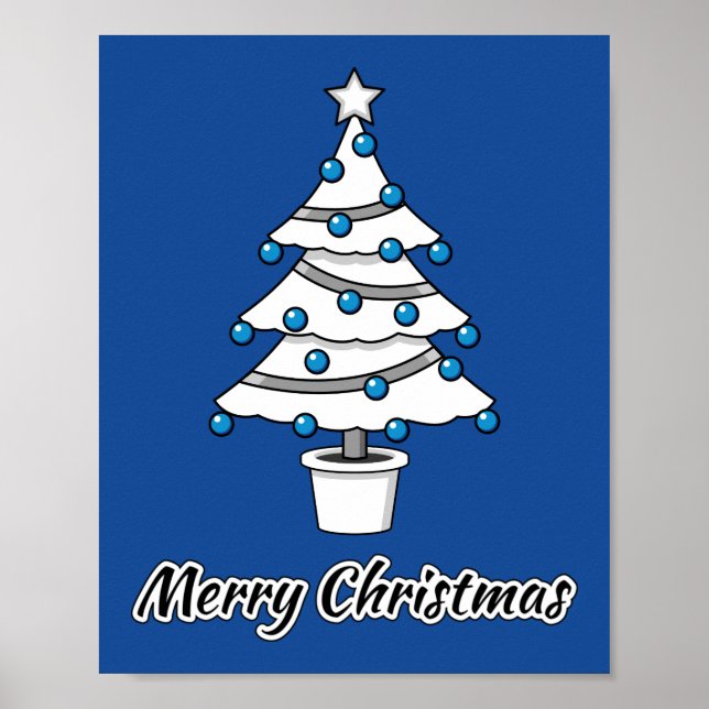 Decoraciones azules del árbol de Navidad blanco -  (Frente)