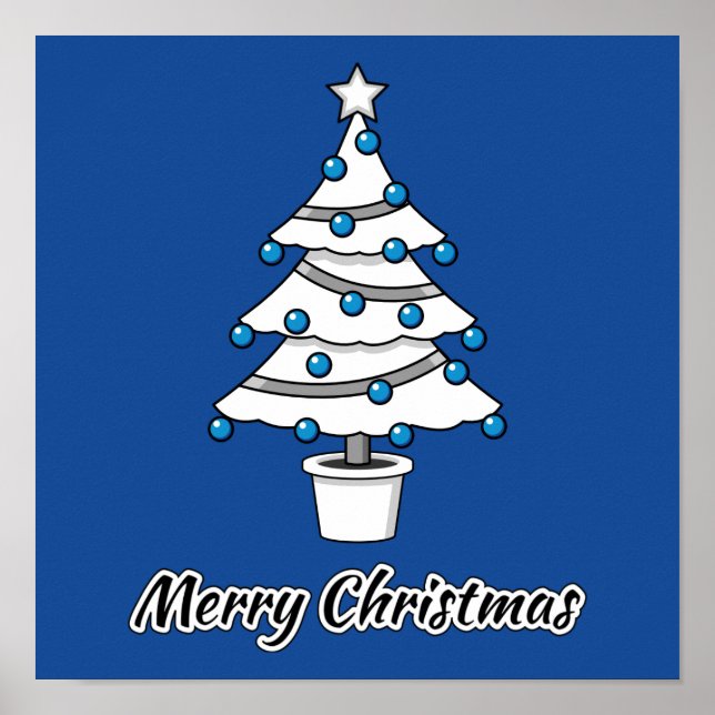 Decoraciones azules del árbol de Navidad blanco -  (Frente)