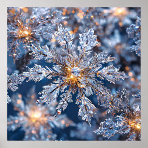 Decoraciones brillantes de copos de nieve azules y