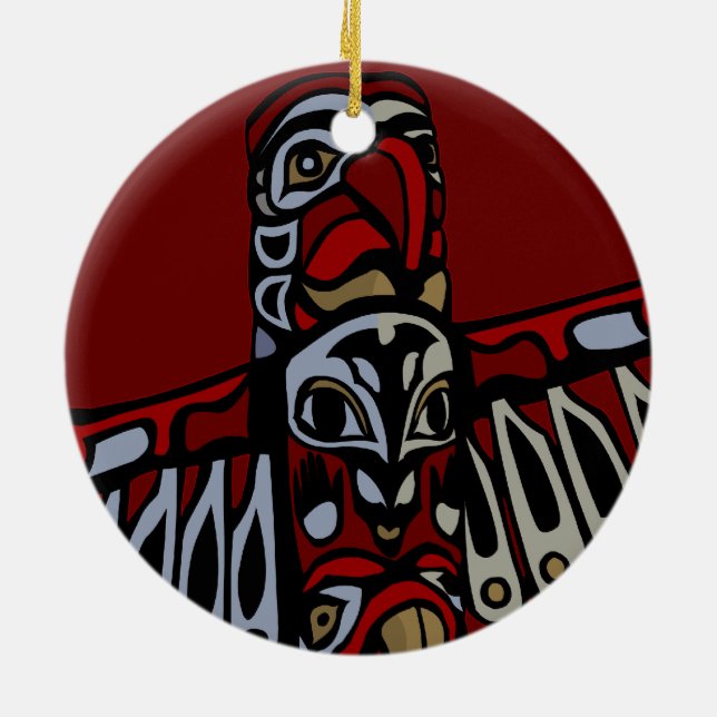 Decoraciones de arte nativo Totem Pole Ornament So (Atrás)