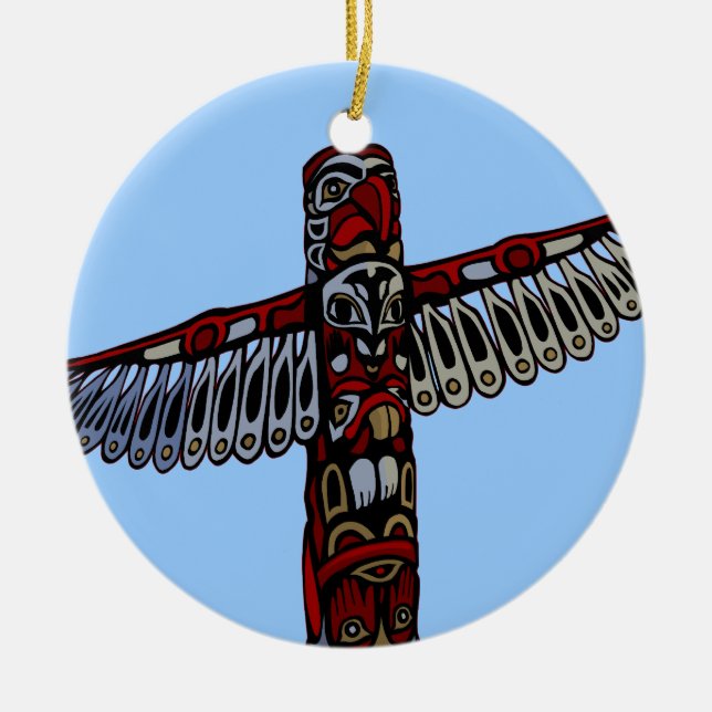 Decoraciones de arte nativo Totem Pole Ornament So (Frente)