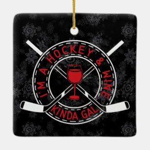 Decoraciones De Ornamentos De Hockey Y Vino Gal