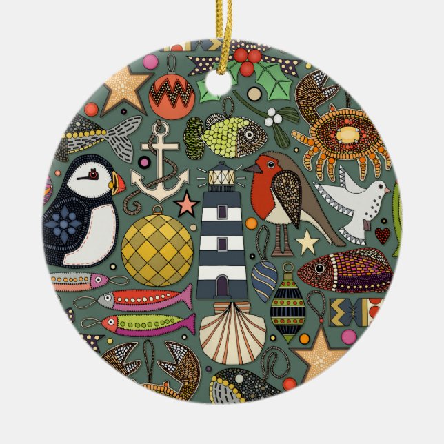 decoraciones navideñas costeras thistle pine (Frente)
