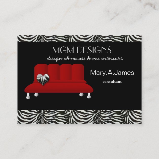 decorador de interiores de moda rojo tarjetas de v (Anverso)