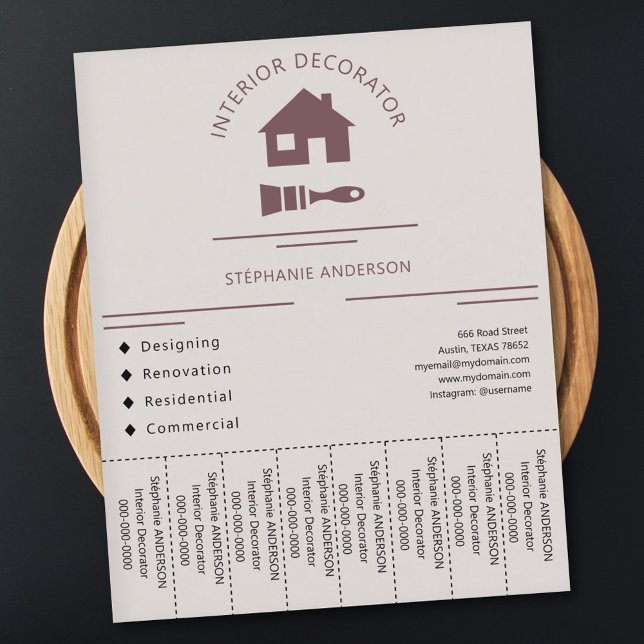 Decorador interior desgarrando tiras volante (Interior Decorator Tear Off Strips Flyer)