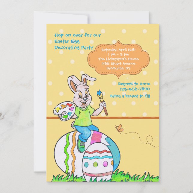 Decorando invitación a la fiesta de los huevos de  (Anverso)