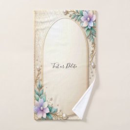 Decorative Floral Frame with Pearls Towel Set