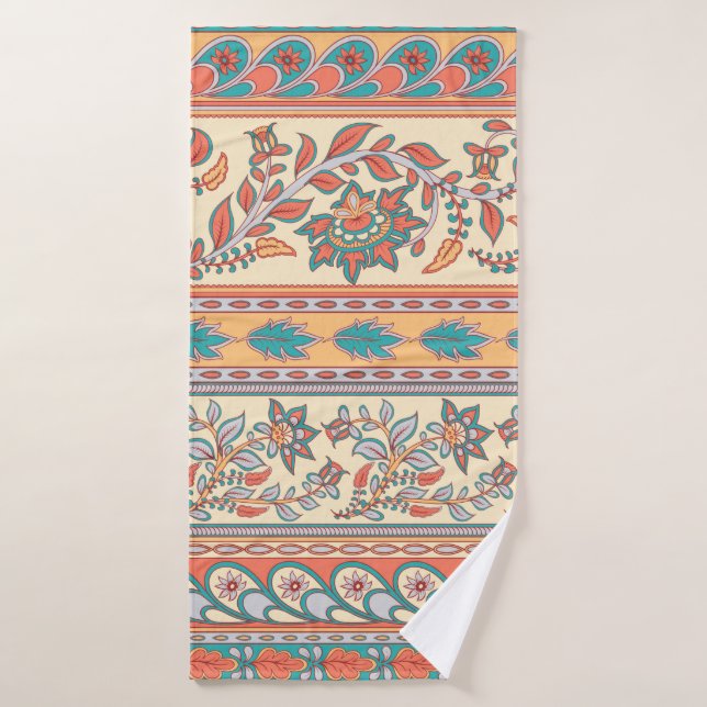 Decorative seamless pattern of borders with flower (Toalla de baño)