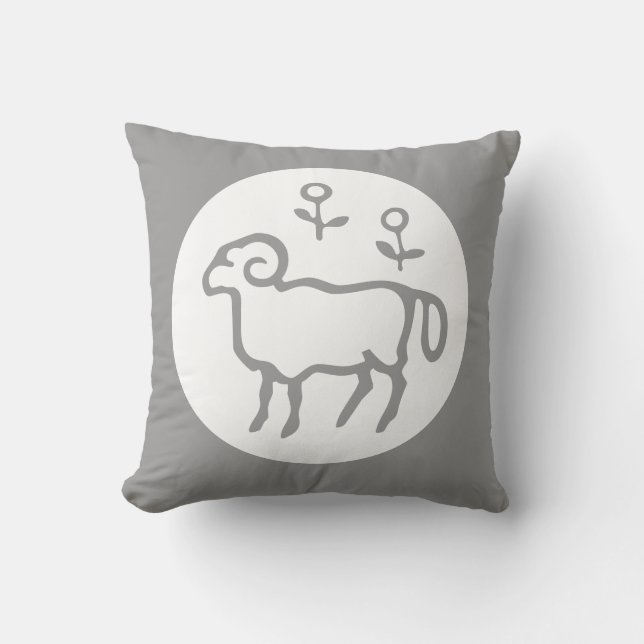 Decorativo Aries astrología en cojín gris (Anverso)