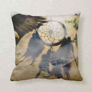 Decorativo Atrapasueños Indio Americano, Cojín Águila Lobo