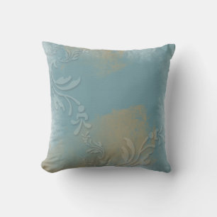 Decorativo Azul Polvoriento, Dorado, Estampado   Cojín