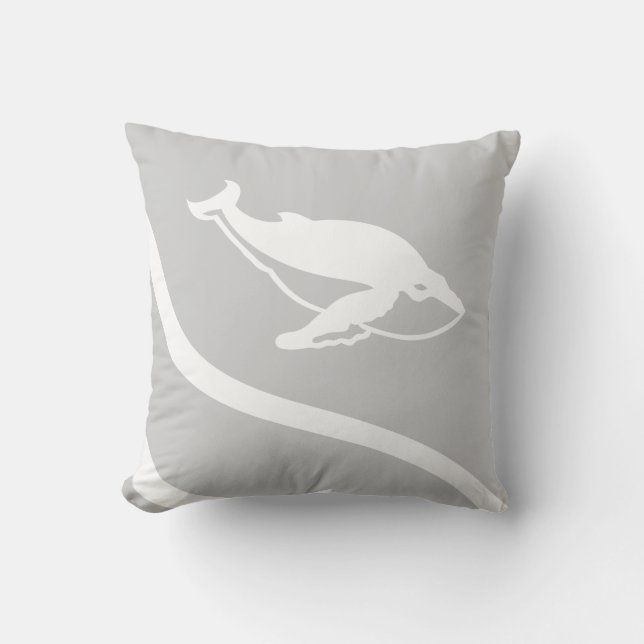 Decorativo ballena. BLANCO sobre cojín gris (Anverso)
