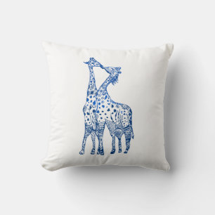 Decorativo Beso de jirafas, romance africano, cojín valentino
