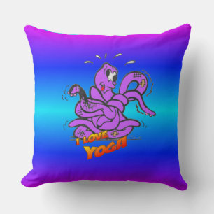 Decorativo Blue Neon Light Funny Yoga Octopus Cojín decorativ