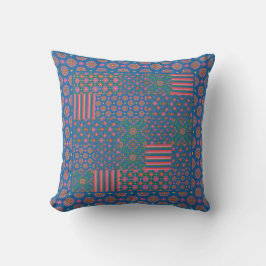Decorativo Blue Rangoli Patterns Faux Patchwork Cojín decorat