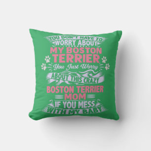 Decorativo "Boston Terrier" lanza almohada. Cojín lumbar