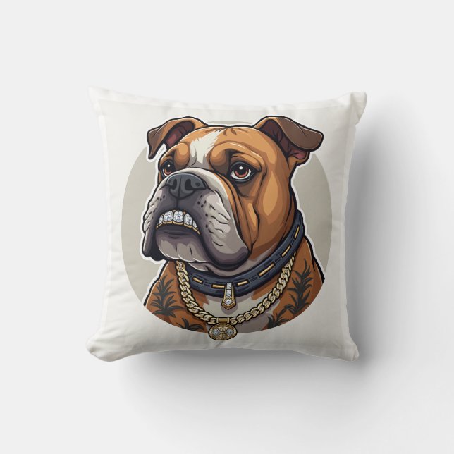 Decorativo Bulldog y cojín Chica (Anverso)