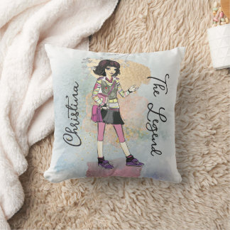 Decorativo Chica Con El Pelo Oscuro Nombre Oro Cojín decorati
