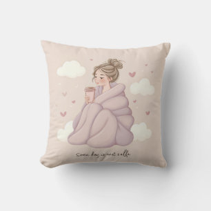 Decorativo Chica de estética acogedora cojín throw