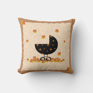 Decorativo Cochecito de bebé otoñal cojín de hojas que caen